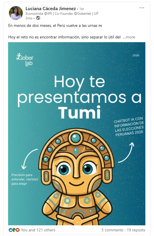 Screenshot of a LinkedIn post by Luciana Cáceda Jiménez