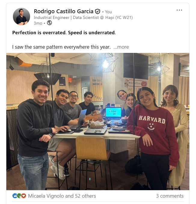Screenshot of a LinkedIn post by Rodrigo Castillo García